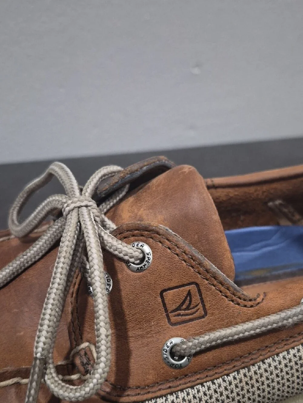 Sperry Brown Leather Boat Shoes with Cream Sole
